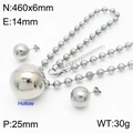 Set gioielli argento con collana a sfere cave e orecchini a perno in metallo lucido - Set Grande Colore Acciaio (KS199364-Z) / Collana 460x6mm/Pendente 25mm/Orecchini 14mm