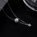S925 sterling silver necklace with letter N pendant and elegant white pearl detail - Letter N