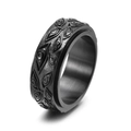 Matte black titanium steel ring featuring rotatable eye relief in a gothic style design - US 8 / Black
