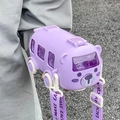 Gourde créative pour enfants en forme de bus violet avec bandoulière réglable - 440 Bus de Voiture (500ml) / Violet