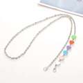 Silver metal crossbody chain strap with colorful heart charms for phone cases or bags - K066 Enamel Heart Crossbody Silver