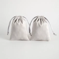 Two gray microfiber suede drawstring pouches for jewelry and small gift packaging - Light Gray