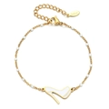 Bracelet bohème en acier inoxydable doré avec perles émaillées et pendentif talon - Blanc