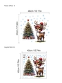 Sticker mural de Noël avec renne mignon et flocons de neige pour décoration festive - PC213/Cerf avec Chapeau et Arbre de Décoration / 40x40cm (1 Feuille)