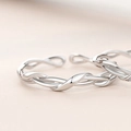 Coppia di anelli Mobius regolabili in argento sterling 925 con trama intrecciata e finitura lucida - Aperto Regolabile / Anello di Coppia Mobius Intrecciato Uomo (Semplice)