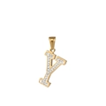 Collana in acciaio inossidabile dorato con ciondolo a forma di lettera Y con cristalli - Lettera Y / Con Catena a Maglia