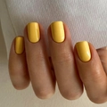 Glossy bright yellow short square press-on nails with a smooth mirror finish - Bright Yellow (JP3164)