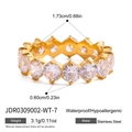 Gold stainless steel eternity ring with white round zircons measuring 0.60cm in width - White Zirconia Style (JDR0309002-WT-7) / US 7