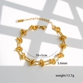 18K gold plated titanium steel U-link chain bracelet with toggle clasp and size specs - 10-12 U-Link Knot Thick Chain