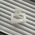Close-up of square cream marble pattern hair claw clip with cutout on velvet display tray - White Small Square 5cm