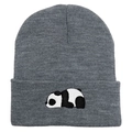 Graue Strickmütze mit süßer Panda-Stickerei für winterliche Wärme und modischen Look - 54-60cm / Medium Heather Grau