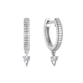 Orecchini a cerchio in argento S925 con pendenti in zircone a goccia d'acqua su sfondo bianco - Argento