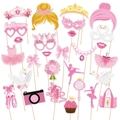 Accessori per foto a tema ballerina rosa con corone di carta e scarpette da danza - 28 Pezzi Oggetti di Scena per Foto