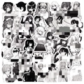 Set di 50 adesivi per ragazze anime in bianco e nero per decorazione impermeabile - C50-438 Manga Line Art