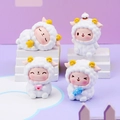 Set of 4 cute cartoon resin sheep figurines for car interior and cake decoration - Sheep Ornament Collection