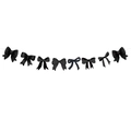 Detail of black bow garland with glitter and satin textures for party banner decorations - Bow Banner / Black