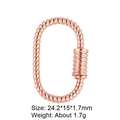 Oval screw clasp jewelry connector in rose gold finish measuring 24.2x15x1.7mm - Style 91 (Rose Gold Twisted Rope Clasp 24.2x15mm)