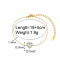 Gold-plated stainless steel heart opal bracelet with cubic zirconia accents, 18+5cm length - Heart Artificial Opal Bracelet Gold Blue
