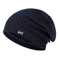 Berretto in maglia termica blu navy per uomo e donna con calda fodera in peluche - Blu navy