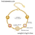 Detailed size parameters for gold stainless steel bracelet with glass stones and zircon - Gold - Pink Zirconia Bracelet (TXE508)