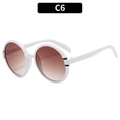 Retro round frame sunglasses with white frame and brown gradient lenses model C6 - White Frame Brown Lens