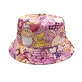 Detail of kids sun hat with colorful cartoon patterns including sheep and owls - 52-54cm / 1# Purple Cartoon Animal