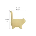Modern creamy yellow ceramic cat ornament in small size with dimensions shown - Small / Milky Yellow