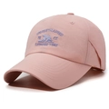 Pink quick-dry baseball cap with purple embroidered bear and lettered pattern - Adjustable / Pink