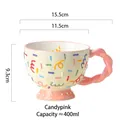 Ceramic embossed breakfast mug in candy pink with 400ml capacity and twisted handle - Candy Pink