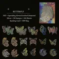 100 adesivi olografici a farfalla in PET con effetto laser argento stellato e lucido - Farfalla olografica trasparente (100 fogli)