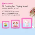 Rose red PE film floating jewelry box in three sizes for ring and necklace display - Round Base / Rose Red