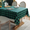Nappe à carreaux vert et noir classique sur une table de salle à manger en bois - 60x60cm / Grille Verte Noire