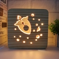 3D wooden rocket night light with hollow space theme design and warm LED glow - Rocket/15cm