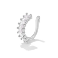 Silver geometric ear cuff featuring micro-paved rectangular zirconias for women - EGJ0144 Silver