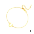 Minimalist 18K gold plated bracelet featuring a letter U pendant and adjustable chain - Letter U