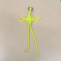 Handmade yellow braided cord keychain with silver metal ring for bags and phones - Yellow
