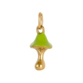DIY jewelry pendant with green enamel mushroom cap and golden metal stem charm - Green