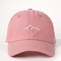 Pink adjustable baseball cap with mountain embroidery for outdoor casual sun protection - One Size / Deep Pink