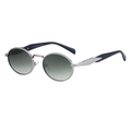 Oval retro sunglasses with silver metal frame and gradient green lenses for women - C5 Gray Gunmetal Frame Gray Green Lens