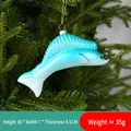 Blue ocean creature Christmas ornament with white glitter on a festive tree branch - Model 03-Blue Gradient Tropical Fish