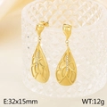 Pendientes de gota dorados con textura de alas de cristal, 32x15mm en acabado premium - Dorado