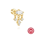 S925 sterling silver gold stud earring with marquise and pear shaped zirconia stones - Gold #4 (Marquise Drop)