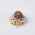 Portachiavi mini tortino di gamberi realistico in resina, modello di cibo da 4 cm - Tortino di Gamberetti al Ragù-Senza Gancio