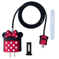 Polka dot silicone charger case set with bow for 20W adapter and cable protection - Polka Dot Minnie / Five-Piece Set