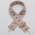 Adjustable woven replacement bag strap with pink and grey diamond geometric pattern - No. 446 / Silver Hook