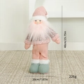 Gnome de Noël rose et blanc en peluche avec manteau à paillettes et barbe douce - Père Noël Debout Style B
