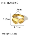 Gedetailleerde maattabel met afmetingen en gewicht van de gouden druppelring - Gestroomlijnde Brede Gebogen Stijl (NB-R24049)