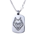 Pendentif tête de loup Viking en acier inoxydable poli avec chaîne sur fond blanc pur - Pendentif Relief Tête de Loup Viking-Sans Chaîne (B0722)