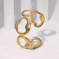 Brazalete dorado minimalista de acero inoxidable con diseño hueco irregular - Dorado