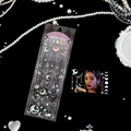 Detail of laser holographic star and moon themed stickers with silver foil finish - Moon God
